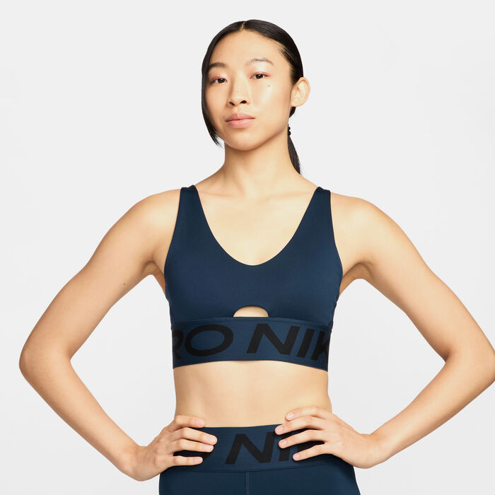 Nike Women's Pro Indy Plunge Medium-Support Sports Bra Blue image number 0