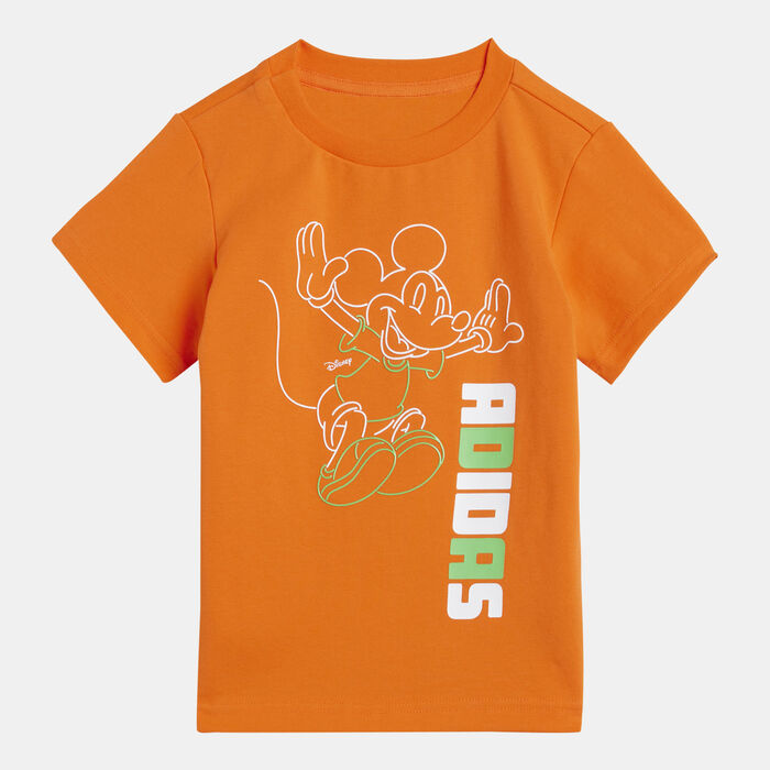 adidas Kids' Disney Mickey Mouse T-Shirt And Shorts Set Orange adidas Kids' Disney Mickey Mouse T-Shirt And Shorts Set Orange image number 1