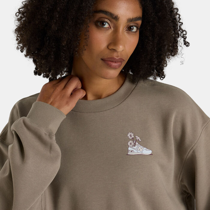 New Balance Women's Flower Shoe Sweatshirt Brown New Balance Women's Flower Shoe Sweatshirt Brown image number 3