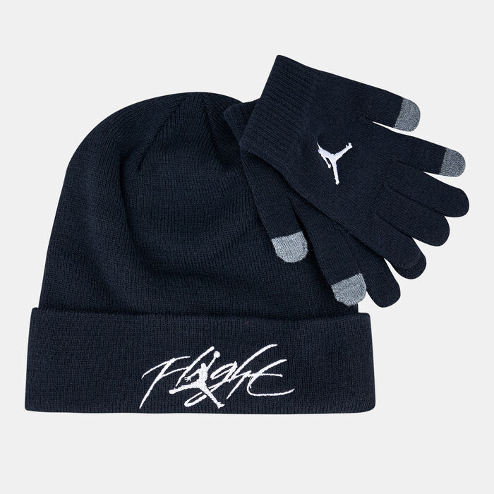 Jordan Kids' Flight Beanie And Gloves Set Black Jordan Kids' Flight Beanie And Gloves Set Black image number 0