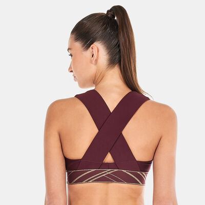 PUMA Women's Mid-Impact Deco Glam Sports Bra Red PUMA Women's Mid-Impact Deco Glam Sports Bra Red