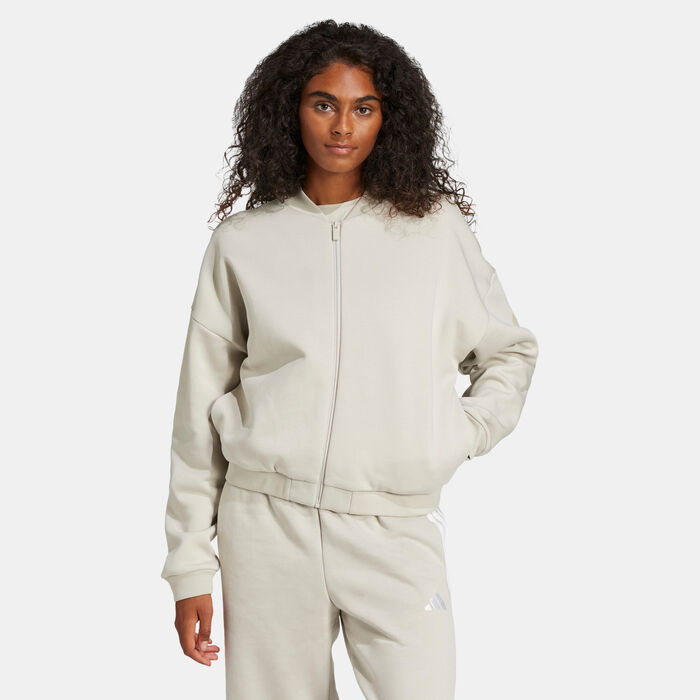 adidas Women's Essentials Contemporary Logo Bomber Jacket Grey adidas Women's Essentials Contemporary Logo Bomber Jacket Grey image number 0