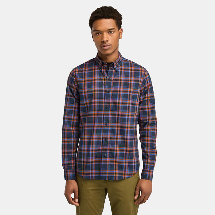 Timberland Men's Stretch Poplin Check Shirt Blue image number 0
