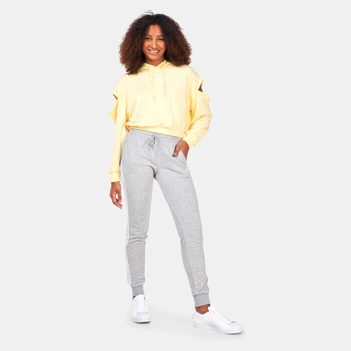 adidas Women's Hyperglam 3-Stripes with Cutout Detail Hoodie yellow image number 2