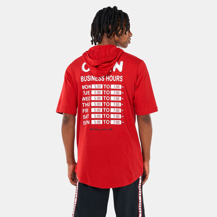 Jordan Men's Dri-FIT Sport BC Hooded Crew T-Shirt Red Jordan Men's Dri-FIT Sport BC Hooded Crew T-Shirt Red image number 1