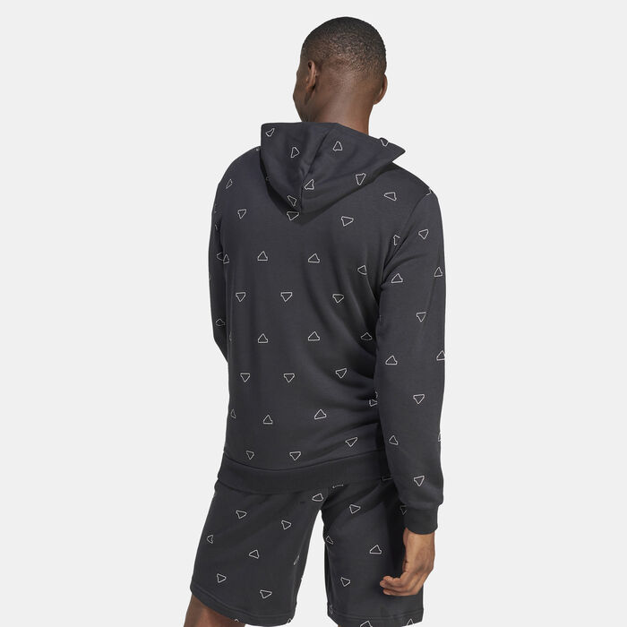 adidas Men's Seasonal Essentials Monogram Graphic Hoodie Black adidas Men's Seasonal Essentials Monogram Graphic Hoodie Black image number 1
