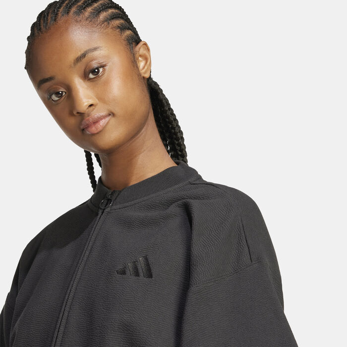 adidas Women's ALL SZN Cloud Jersey Full-Zip Top Black adidas Women's ALL SZN Cloud Jersey Full-Zip Top Black image number 3