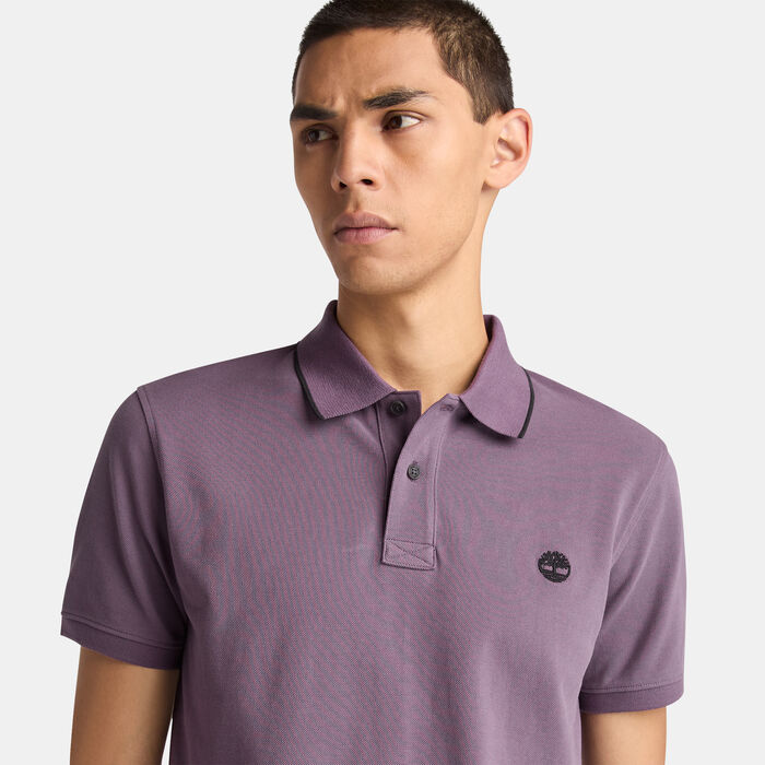 Timberland Men's Millers River Printed Neck Polo Shirt Purple image number 3