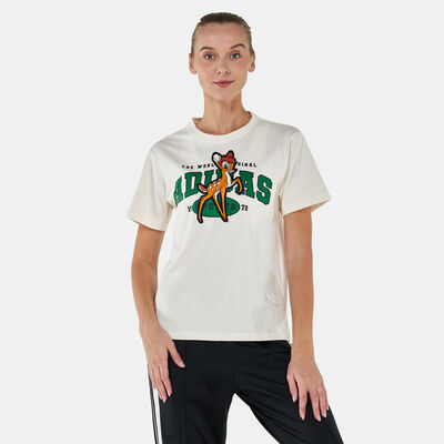 adidas Originals Women's Disney Bambi Graphic T-Shirt Beige