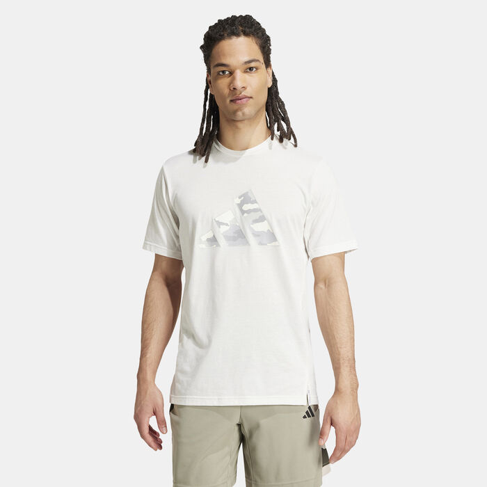 adidas Men's Train Essentials Camo Graphic Logo T-Shirt White image number 0
