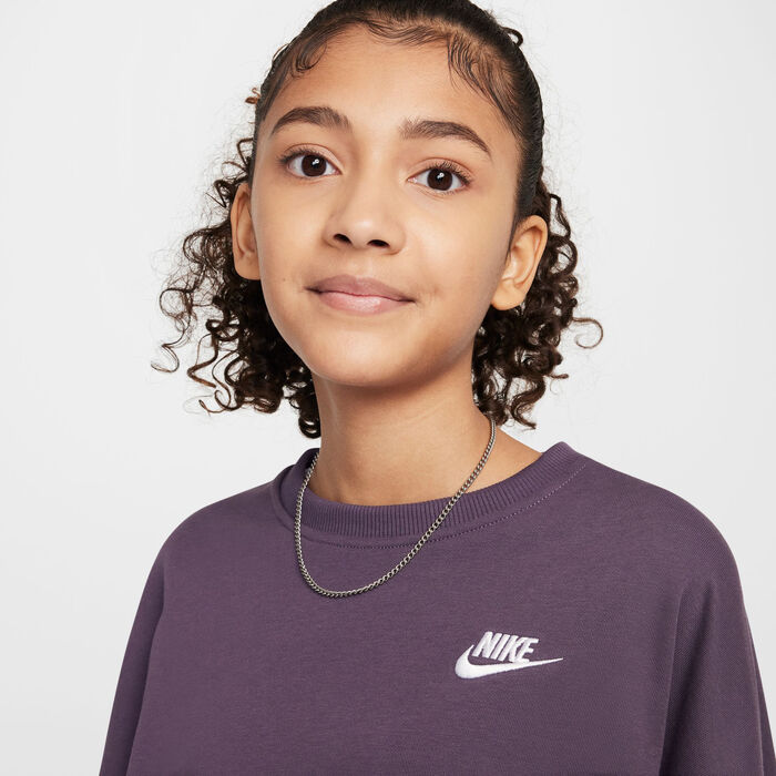 Nike Kids' Sportswear Club Fleece Boxy Sweatshirt Purple Nike Kids' Sportswear Club Fleece Boxy Sweatshirt Purple image number 3