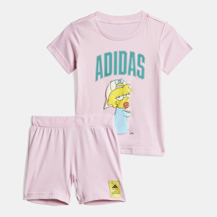 adidas Kids' The Simpsons T-Shirt And Shorts Set Pink adidas Kids' The Simpsons T-Shirt And Shorts Set Pink image number 0