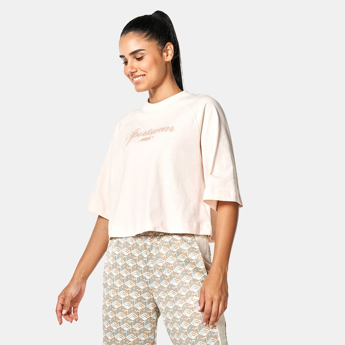 PUMA Women's Classics+ Oversized T-Shirt Pink PUMA Women's Classics+ Oversized T-Shirt Pink image number 0