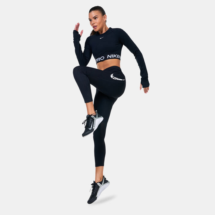Nike Women's Fast Mid-Rise Running Leggings Black image number 2