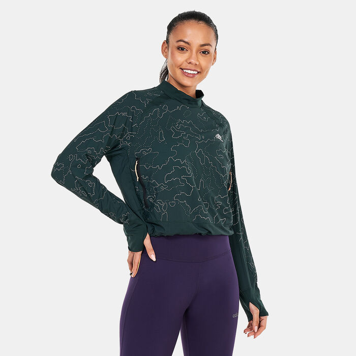 adidas Women's X-City Running Crew Sweatshirt Green adidas Women's X-City Running Crew Sweatshirt Green image number 0