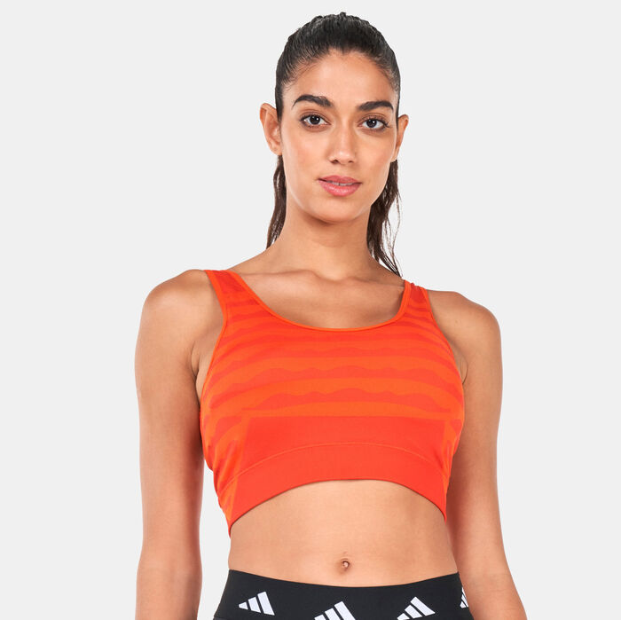 adidas Women's Marimekko AEROKNIT Sports Bra Orange adidas Women's Marimekko AEROKNIT Sports Bra Orange image number 0