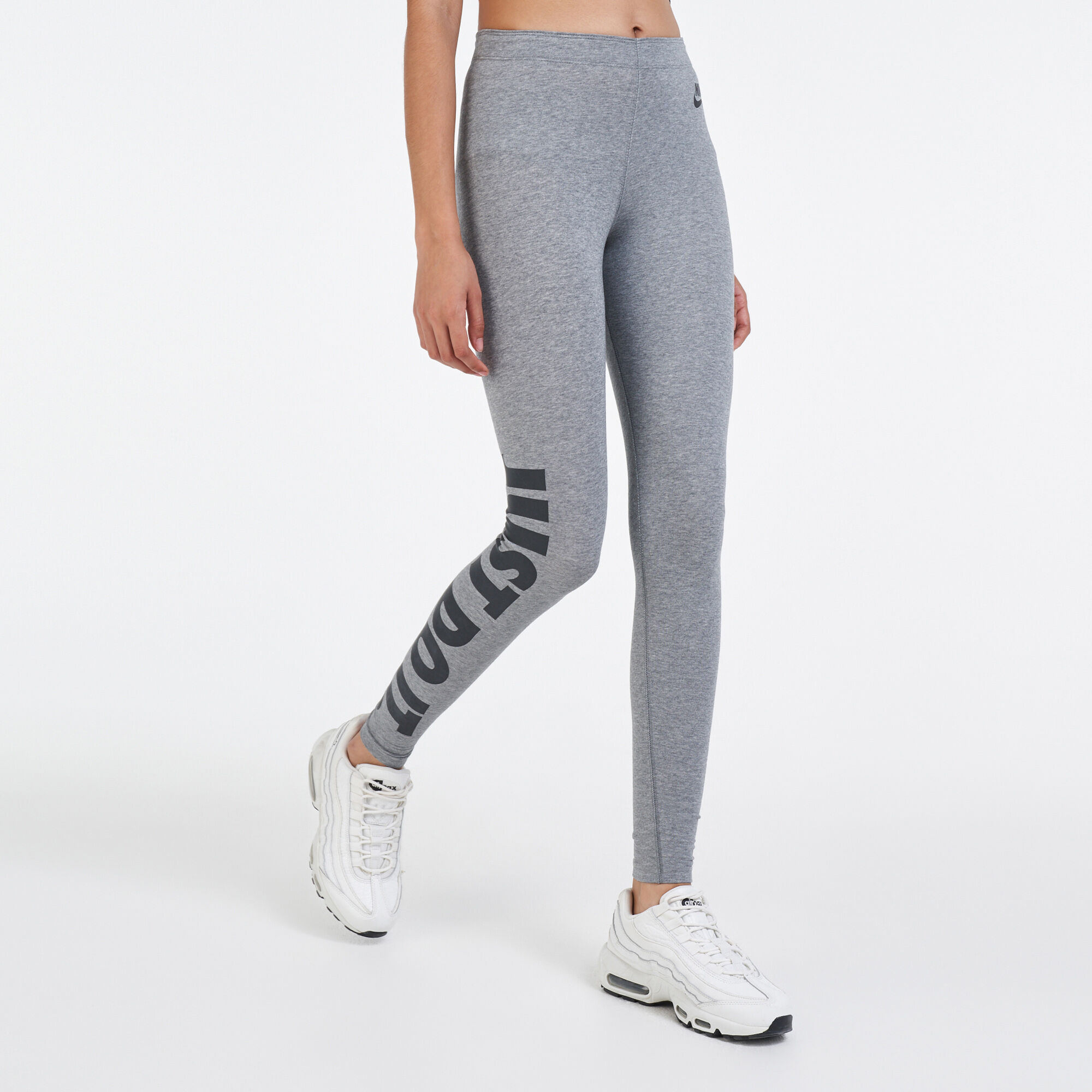 Nike Womens Leg-A-See Knee Length Leggings Size Small Grey Heather