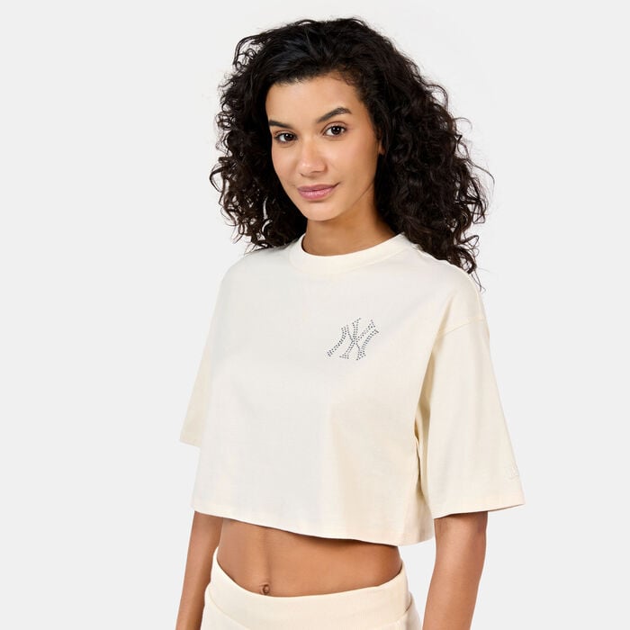 New Era Women's MLB New York Yankees Diamante Crop Top Beige New Era Women's MLB New York Yankees Diamante Crop Top Beige image number 0