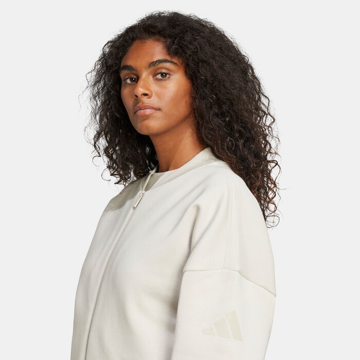 adidas Women's Essentials Contemporary Logo Bomber Jacket Grey adidas Women's Essentials Contemporary Logo Bomber Jacket Grey image number 4