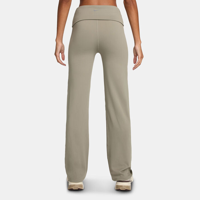 Nike Women's One Dri-FIT Fold-Over Yoga Pants Grey Nike Women's One Dri-FIT Fold-Over Yoga Pants Grey image number 1