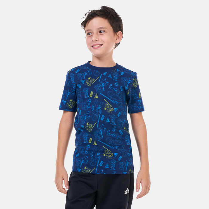 adidas Kids' Star Wars Young Jedi T-Shirt Blue adidas Kids' Star Wars Young Jedi T-Shirt Blue image number 0