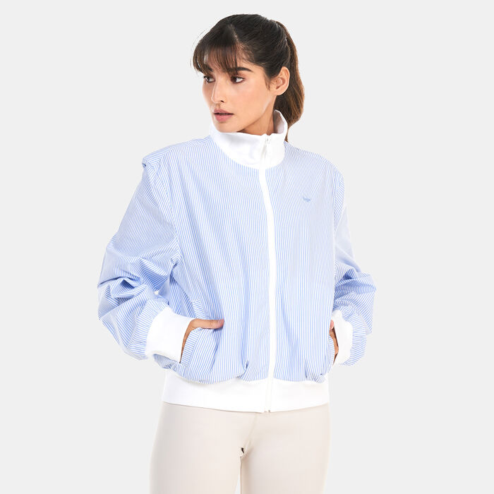 adidas Originals Women's Premium Essentials Poplin Stripe Track Jacket Blue adidas Originals Women's Premium Essentials Poplin Stripe Track Jacket Blue image number 0