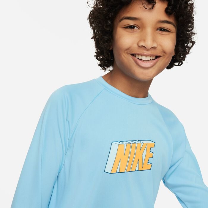Nike Swim Kids' Swim Long-Sleeve Hydroguard Blue Nike Swim Kids' Swim Long-Sleeve Hydroguard Blue image number 1