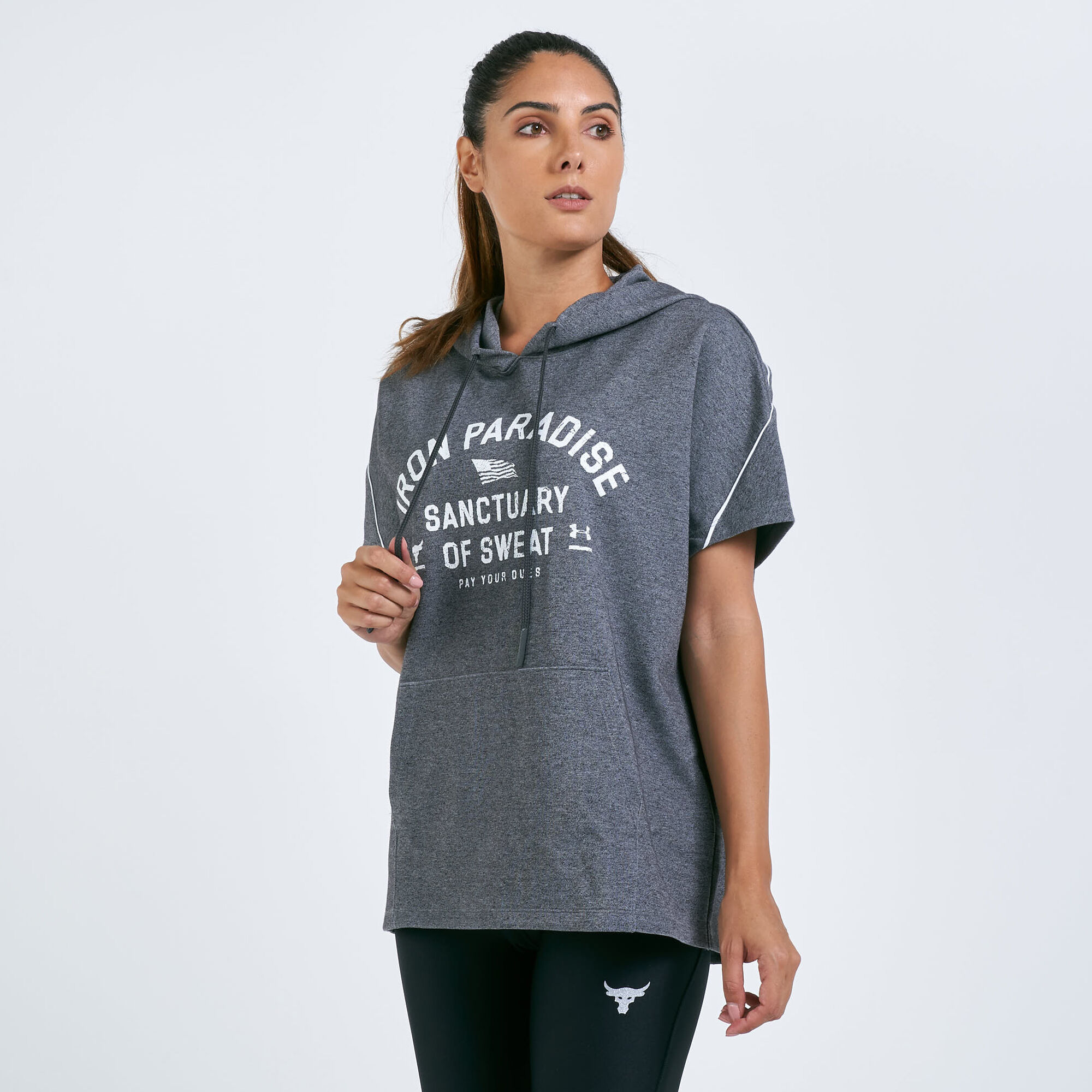 Buy Under Armour Women s The Rock Double Knitted Tunic Hoodie Grey