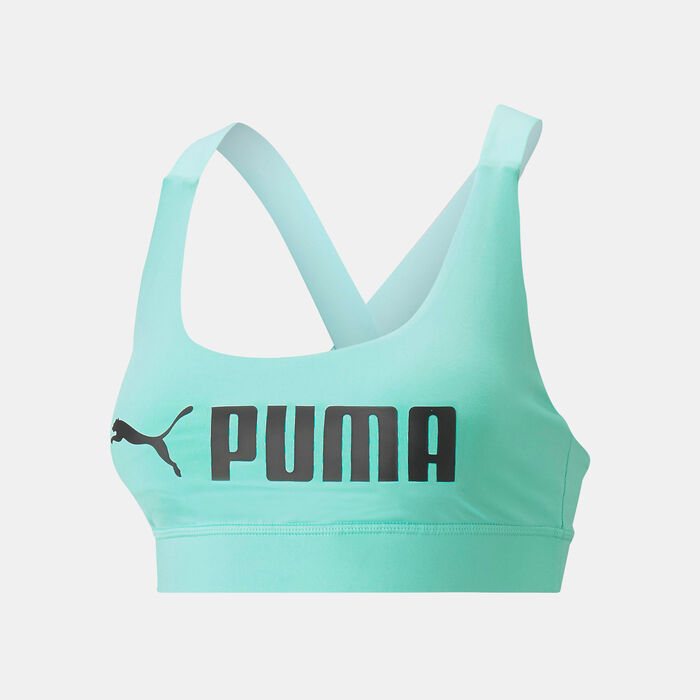 Buy PUMA Women's Mid Impact Sports Bra Blue in KSA -SSS