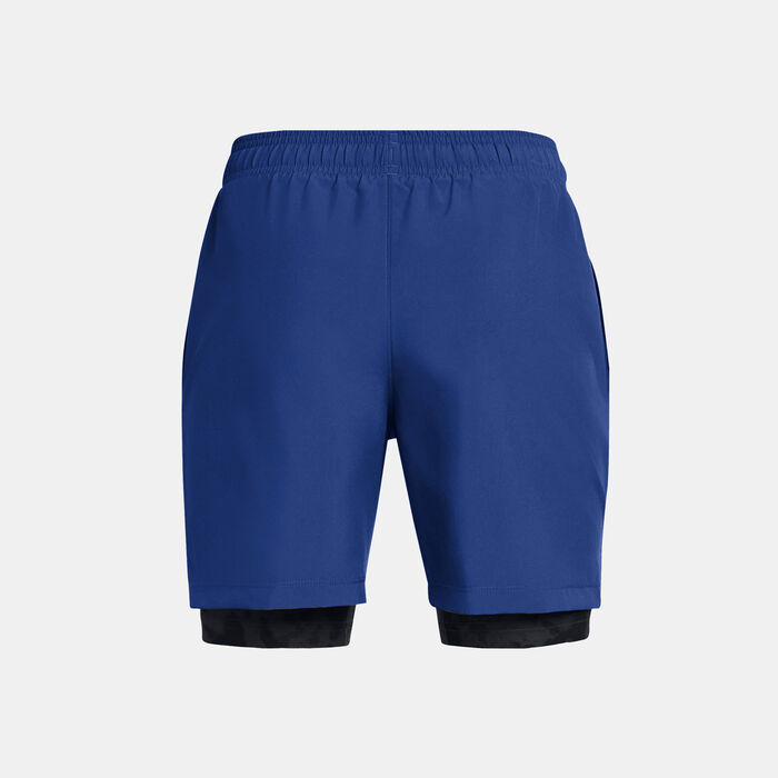 Under Armour Kids' UA Tech Woven 2-in-1 Training Shorts Blue Under Armour Kids' UA Tech Woven 2-in-1 Training Shorts Blue image number 1