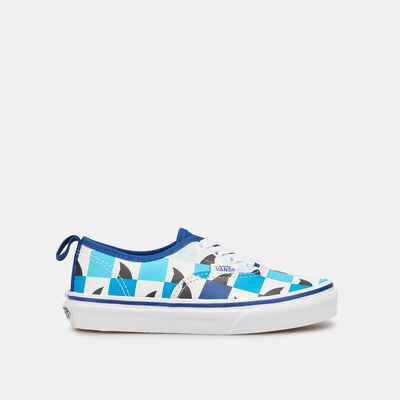Vans Kids' Glow Checkerboard Sharks Authentic Elastic Lace Unisex Shoe Blue