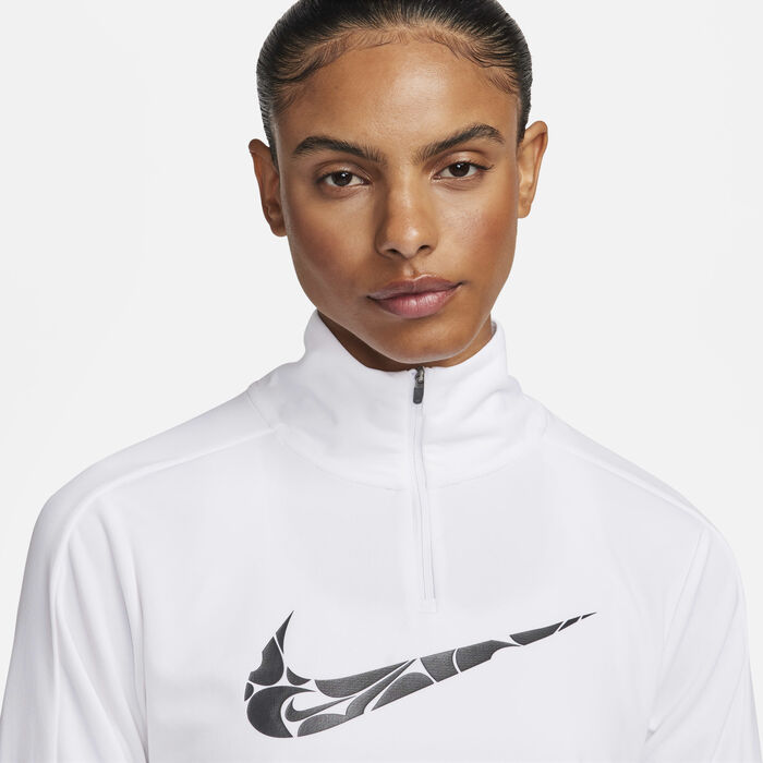 Nike Women's Swoosh Dri-FIT 1/4-Zip Mid Layer White Nike Women's Swoosh Dri-FIT 1/4-Zip Mid Layer White image number 2