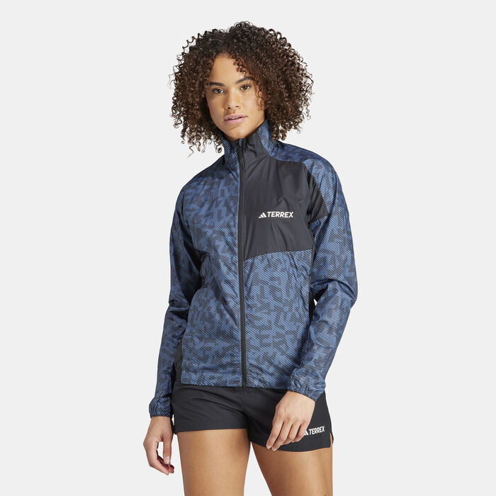 adidas Women's Terrex Trail Running Windbreaker Jacket Blue image number 0