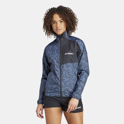 adidas Women's Terrex Trail Running Windbreaker Jacket Blue adidas Women's Terrex Trail Running Windbreaker Jacket Blue