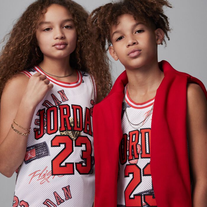 Jordan Kids' 23 Striped Jersey Top White Jordan Kids' 23 Striped Jersey Top White image number 1