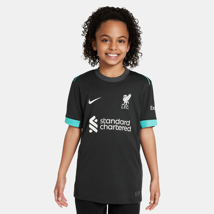 Nike Kids' Liverpool 24/25 Away Replica Football Jersey Black Nike Kids' Liverpool 24/25 Away Replica Football Jersey Black image number 0