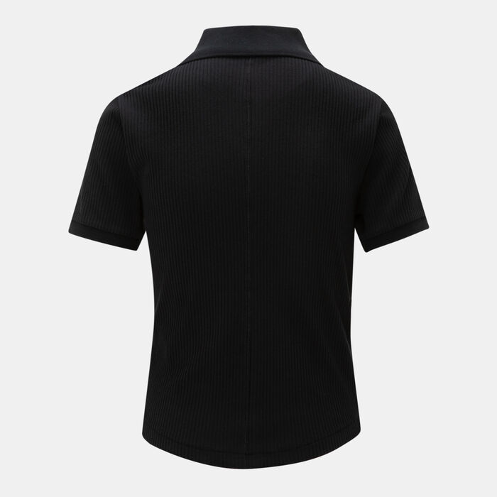 Converse Women's Button-Up Polo Shirt Black Converse Women's Button-Up Polo Shirt Black image number 1
