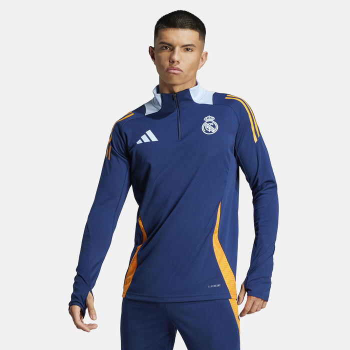 adidas Men's Real Madrid Tiro 24 Football Training 1/4-Zip Top Blue image number 0