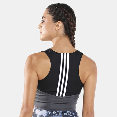 adidas Women's Designed to Move Colorblock 3-Stripes Sports Bra Black