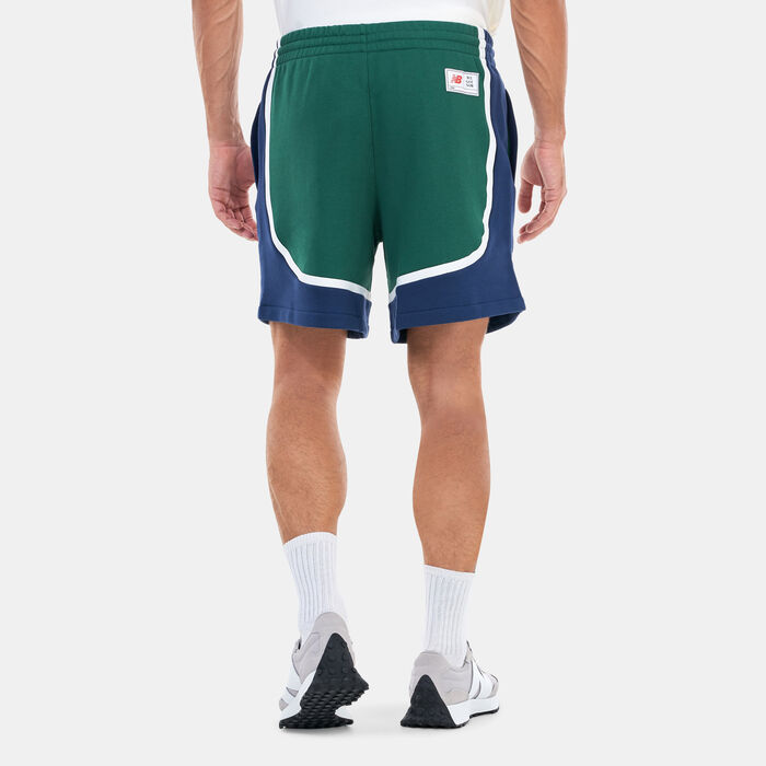 New Balance Men's Hoops Fleece Basketball Shorts Green New Balance Men's Hoops Fleece Basketball Shorts Green image number 1