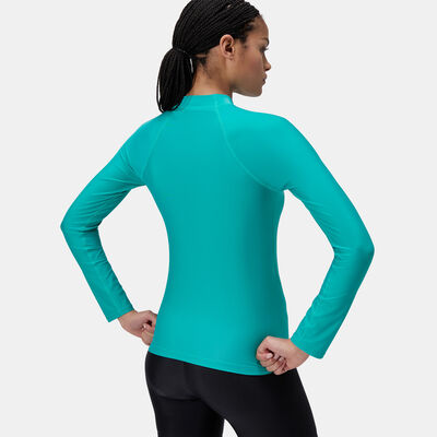 Speedo Women's Essential Full-Zip Swimming Rashguard Green Speedo Women's Essential Full-Zip Swimming Rashguard Green