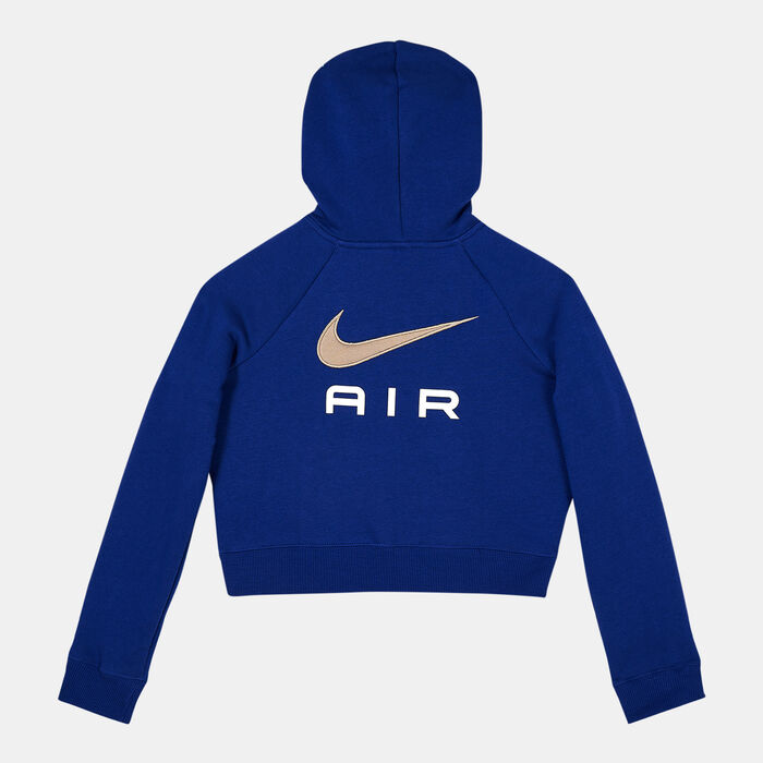 Nike Kids' Air French Terry Crop Hoodie (Older Kids) Blue image number 1