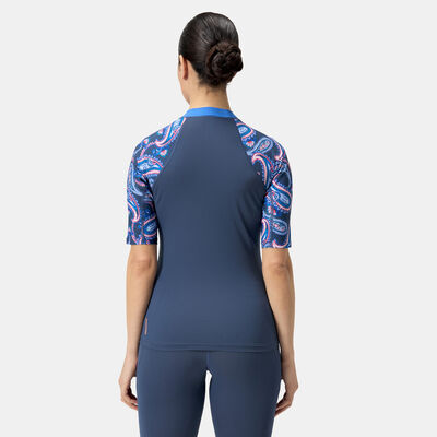 Speedo Women's Printed Swimming Rashguard Blue Speedo Women's Printed Swimming Rashguard Blue