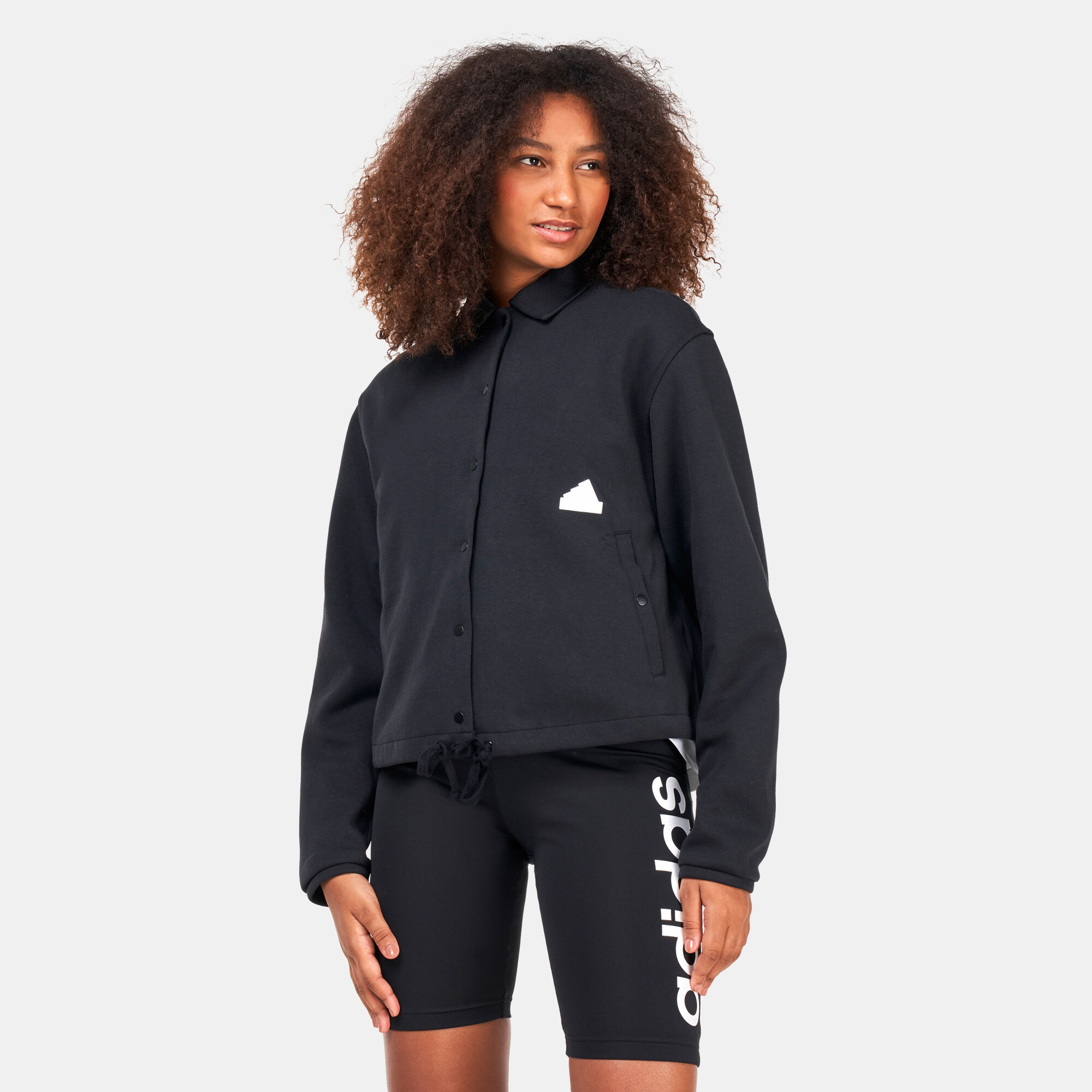 Adidas hooded coach jacket store