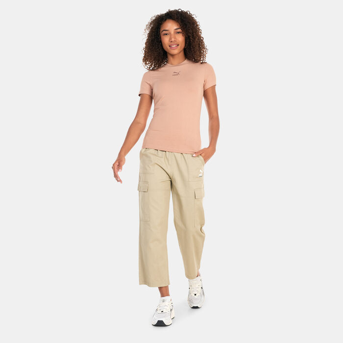 PUMA Women's Classics Slim T-Shirt Beige PUMA Women's Classics Slim T-Shirt Beige image number 2