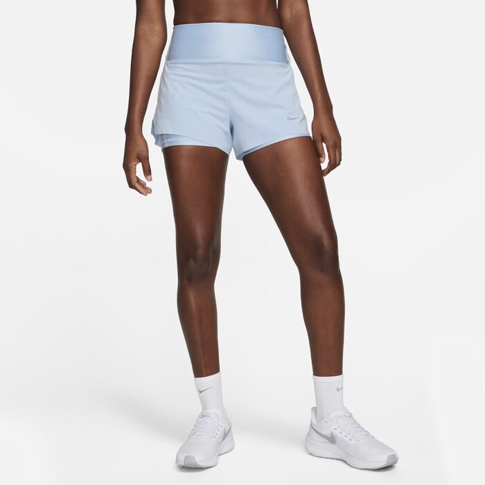 Nike Women's Dri-FIT Swift Mid-Rise 2-in-1 Running Shorts Blue Nike Women's Dri-FIT Swift Mid-Rise 2-in-1 Running Shorts Blue image number 0