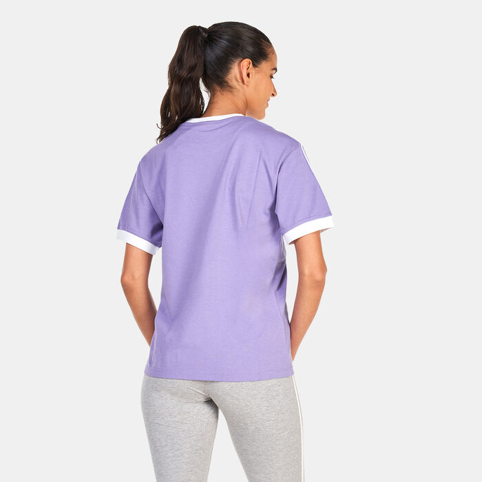adidas Originals Women's Adicolour Classics 3-Stripes T-Shirt Purple adidas Originals Women's Adicolour Classics 3-Stripes T-Shirt Purple image number 1