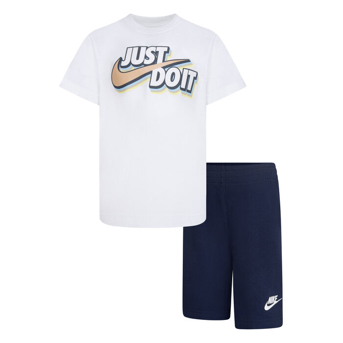 Nike Kids' Sportswear Fleece T-Shirt and Shorts Set Blue Nike Kids' Sportswear Fleece T-Shirt and Shorts Set Blue image number 0