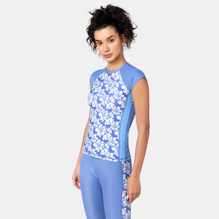 COEGA Women's Printed Swimming Rashguard Blue COEGA Women's Printed Swimming Rashguard Blue image number 0
