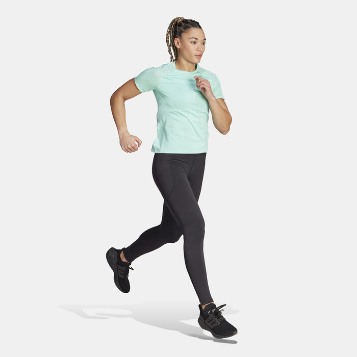 adidas Women's Adizero Running T-Shirt Green image number 2